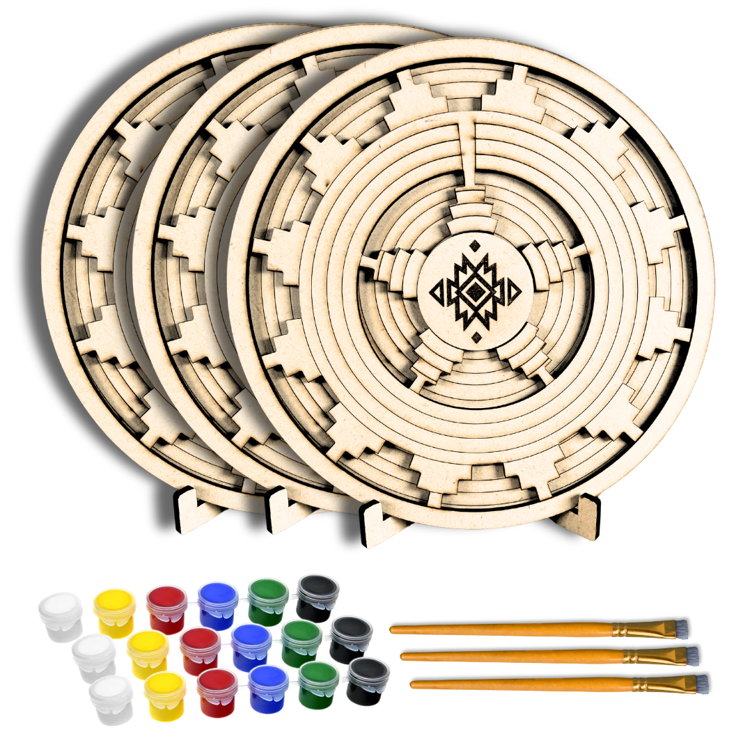 3 pack DIY Paint-Your-Own Wooden Navajo Basket
