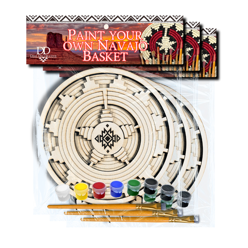 3 pack DIY Paint-Your-Own Wooden Navajo Basket
