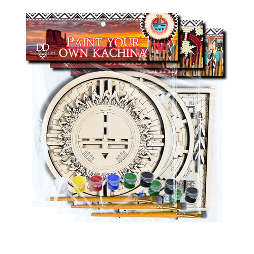 3 pack DIY Paint-Your-Own Wooden Yéii Bicheii, Kachina & Navajo Basket